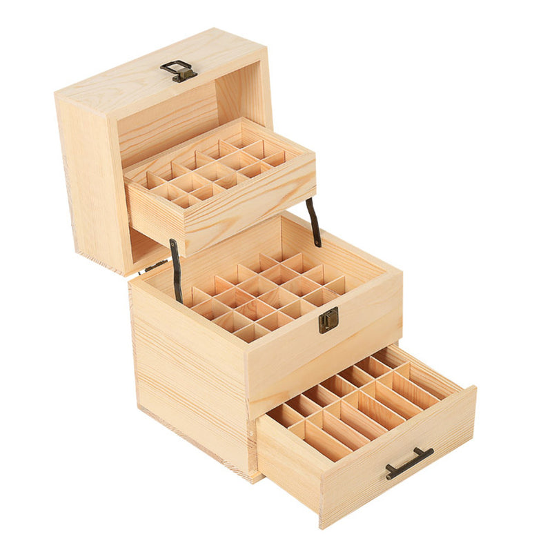 59 Slots 3 Tier Essential Oil Storage Box Wooden Aromatherapy Organizer Roller