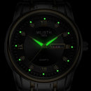WLISTH Men Full Steel Belt Quartz Watch Business Luminous Waterproof Calendar Casual Wristwatch
