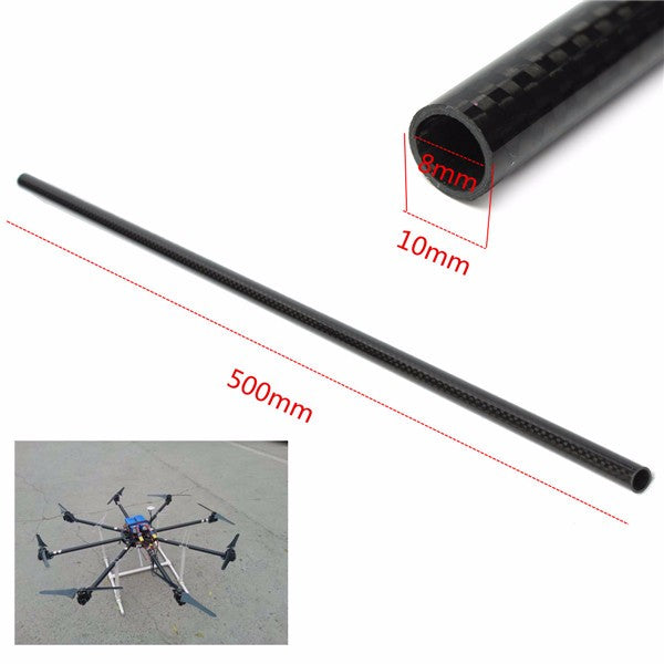 4pcs 3K 8mm x 10mm x 500mm Roll Wrapped Carbon Fiber Tube Boom for Multicopter
