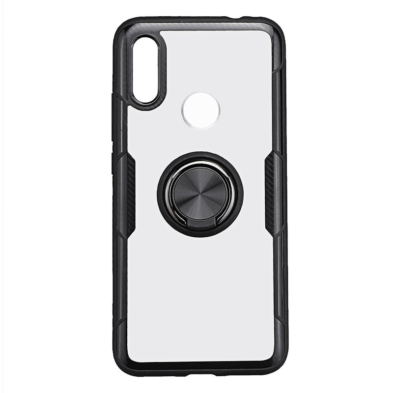 Bakeey Transparent Ring Holder Magnetic Car PC & Carbon Fiber Protective Case For Xiaomi Redmi 7