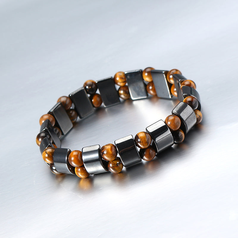 Simple Style Black Magnet Stone Chain Tiger's Eye Beads Health Care Bracelet for Men Women