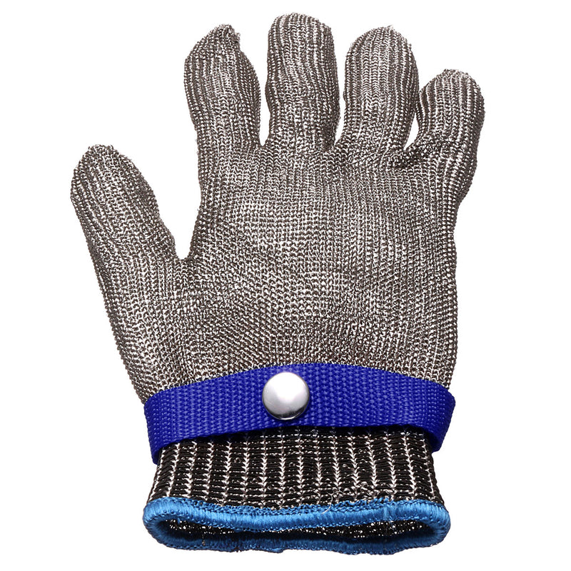 Safety Cut Proof Stab Resistant Stainless Steel Metal Mesh Butcher Glove Blue