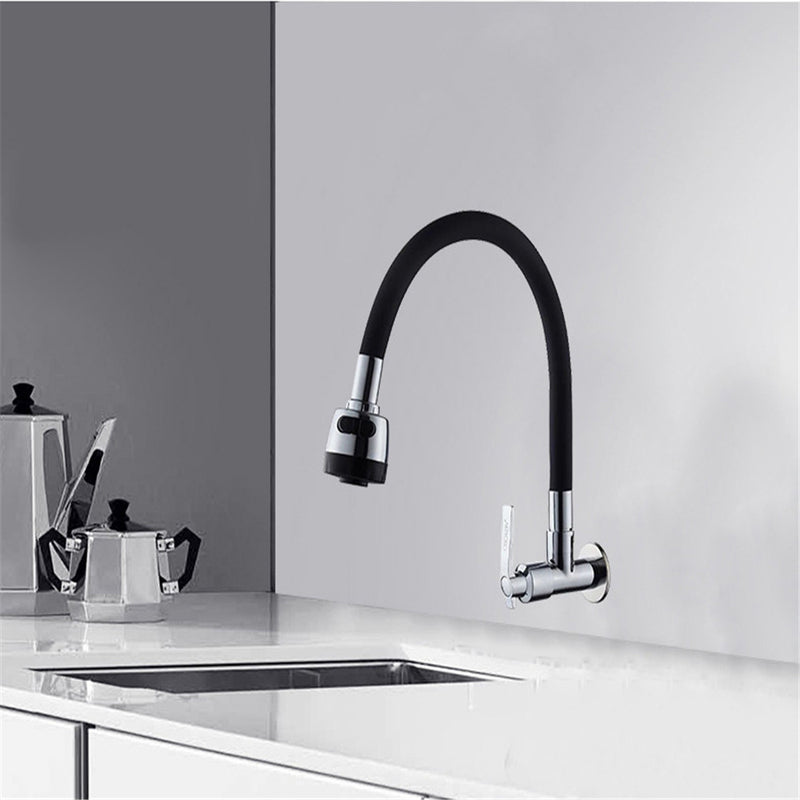 BOiROO Bathroom Basin Sink Faucet 360 Degree Rotatable Spout Single Handle Single Cold Tap Wall Mounted