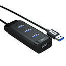 Bakeey 5Gbps 4 Port USB 3.0 LED Indicator Portable Compact Hub Adapter For iPhone XS 8Plus 11Pro Hauwei P30 Pro Mate 30 PC Laptop with Cable