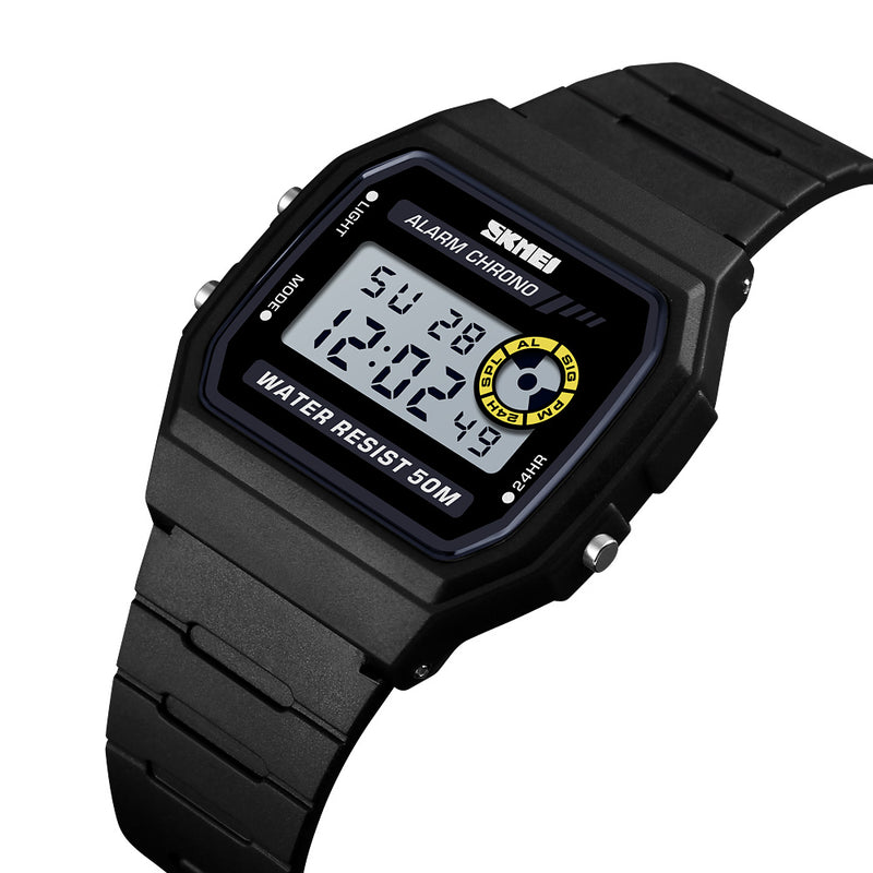 SKMEI 1413 LED Digital Watch Waterproof Chronograph Square Dial Student Watches