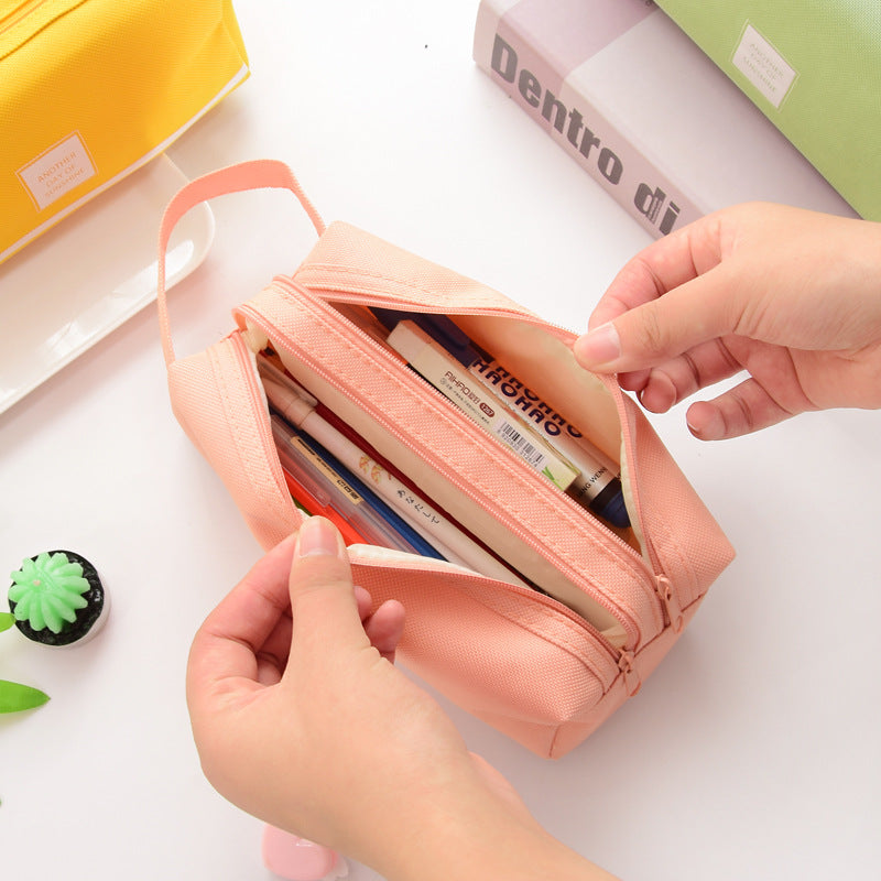 Bakeey W1 Kawaii Double Zipper Large Capacity Stationery Supplies Pencil Case Earphone USB Cable MP3 Memory Card Battery Digital Gadgets Organizer Storage Bag