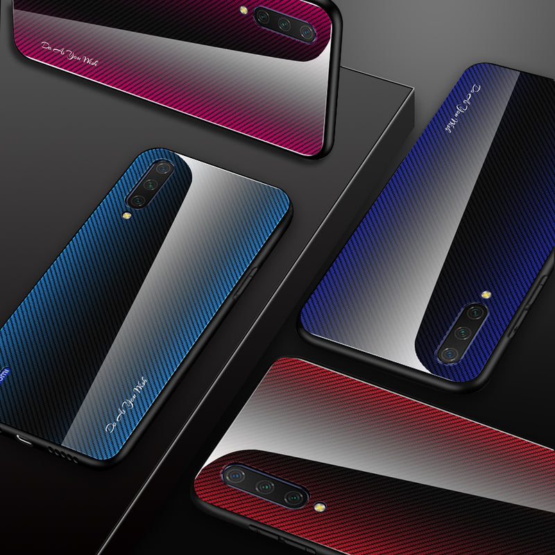 Bakeey Gradient Striped Shockproof Tempered Glass&Soft TPU Protective Case For Xiaomi Mi A3 / Xiaomi Mi CC9e