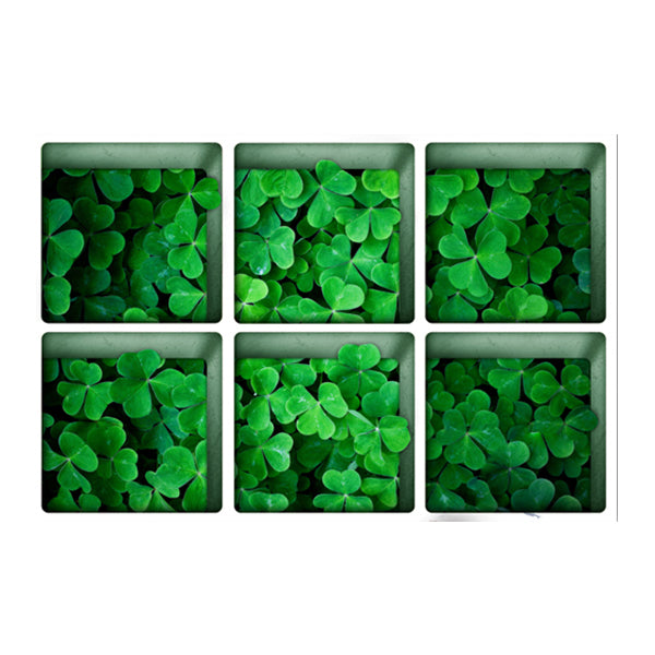 PAG 6pcs 13x13cm Four-leaf Clover Pattern 3D Anti Slip Waterproof Bathtub Sticker