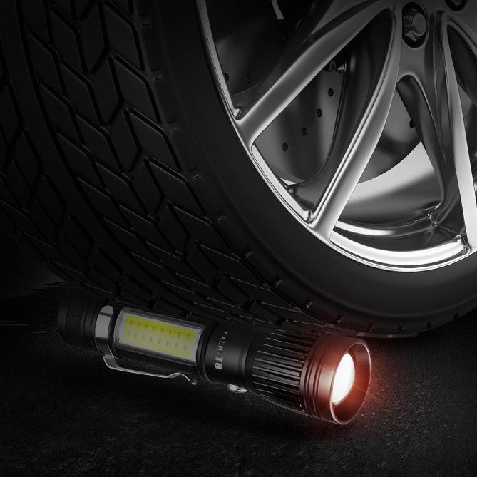 SHENYU A-GT01 T6/L8 COB+LED Dual Light USB Rechargeable Zoomable Flashlight