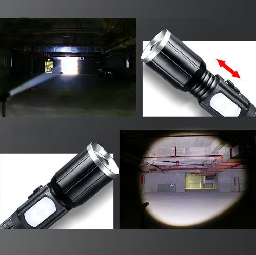 XANES 1303  T6 2000LM Brightness Zoomable Double Switch USB Rechargeable Tactical LED Flashlight