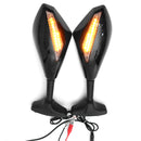 Pair Motorcycle LED Turn Signal Rear View Mirrors For Honda/Suzuki/Kawasaki/Yamaha
