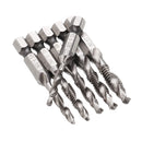 Drillpro 6pcs HSS 1/4" Hex Shank Countersink Drill Bit Set UNC or Metric Deburr Countersink Bits