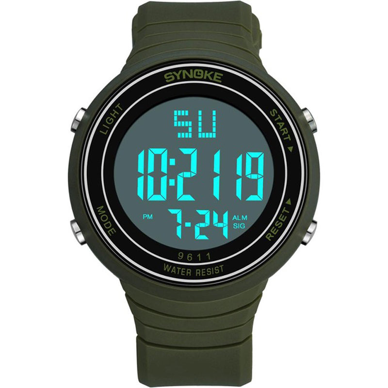 SYNOKE 9611 Outdoor Sport Men Watch Waterproof Luminous Display Large Dial Digital Watch