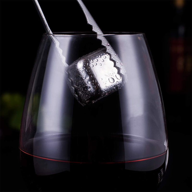 Minleaf ML-IC1 8 PCS Reusable Stainless Steel Ice W-ine Particles Ice Cube Frozen Ice Blocks Maker W-hiskey Ice Cube Maker Ice Maker Useful W-ine B-eer Cooler