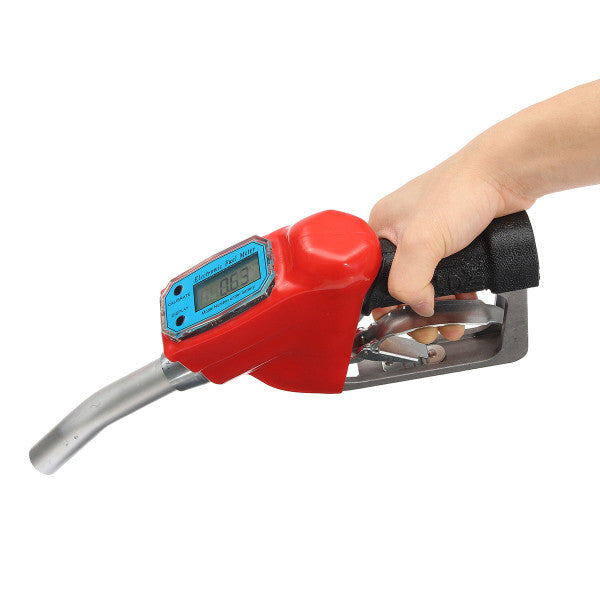 Auto Motorcycle Electronic Fuel Flow Meter Gasoline Petrol Oil Delivery Tool 1 inch Nozzle Dispenser