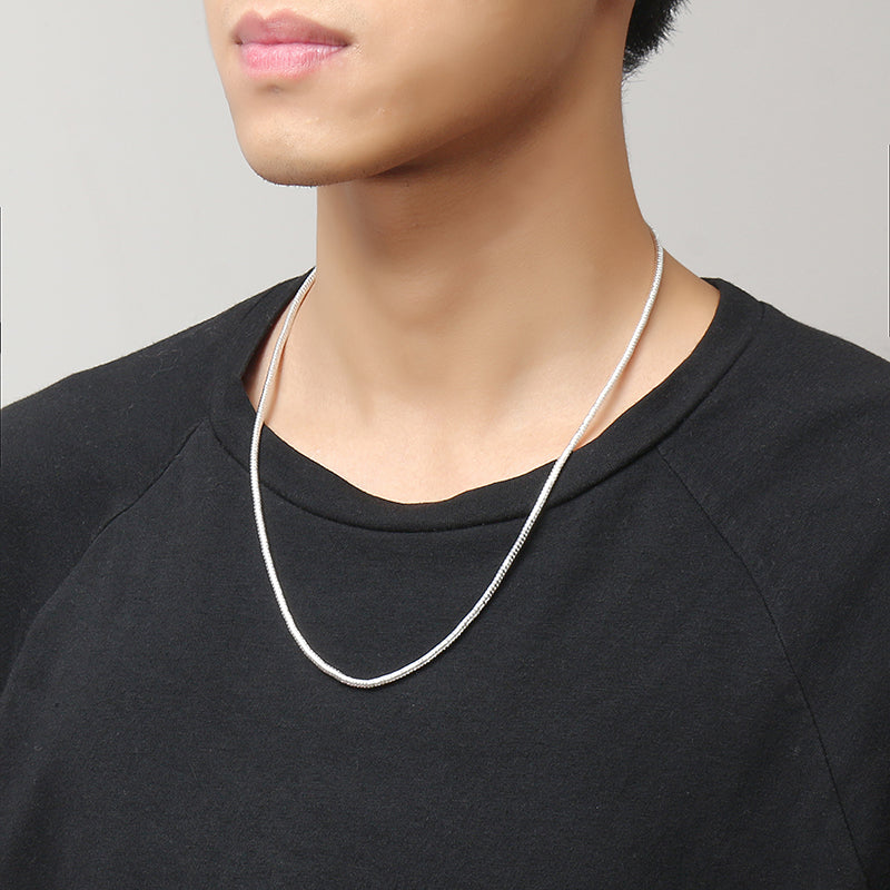 Unisex 3mm Silver Plated Solid Snake Chains Necklace