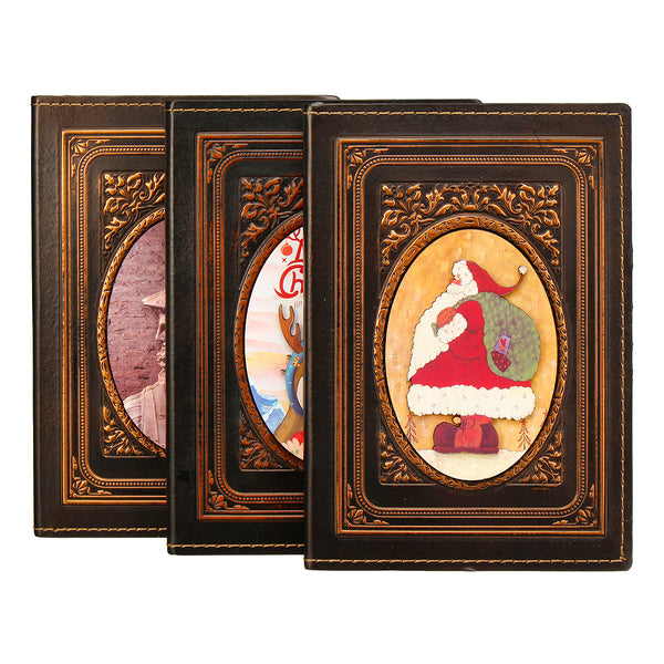 European Retro 3D Embossed PU Notebook Santa Claus King Alexander Little Girl Pattern A5 Notepad