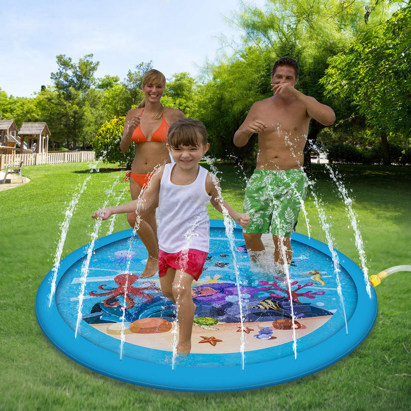 68" Sprinkle Splash Play Mat Inflatable Swimming Pool Water Fun Toys Pad Summer Party Backyard