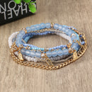 Bohemian Bracelet Leaves Chain Multilayer Beads Bracelets for Women