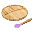 Baby Bamboo Suction Bowl Plate and Matching Spoon Set Kids Put Feeding Bowl