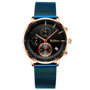 BIDEN BD0179 Chronograph Date Display Men Wristwatch Mesh Steel Band Quartz Watch