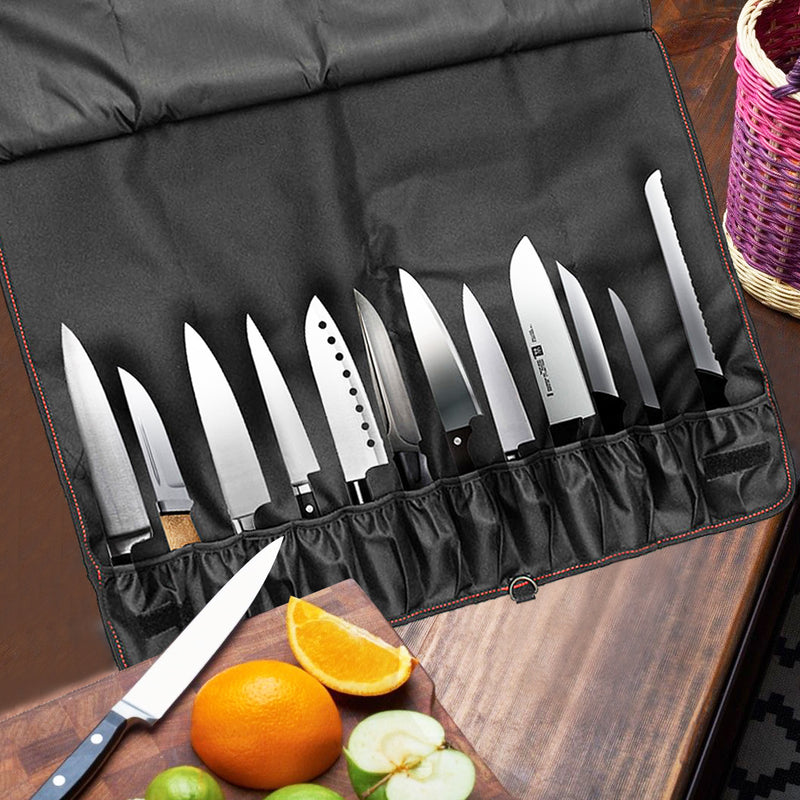 12 Pocket Cutter Roll Bag For Chefs Holds 12 Cutter Portable Chef Cutter Case 50X18cm