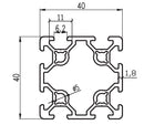 Machifit 4040 Double T-Slot Aluminum Extrusion 40x40mm Aluminum Profile Extrusion Frame Based on 2020 For CNC