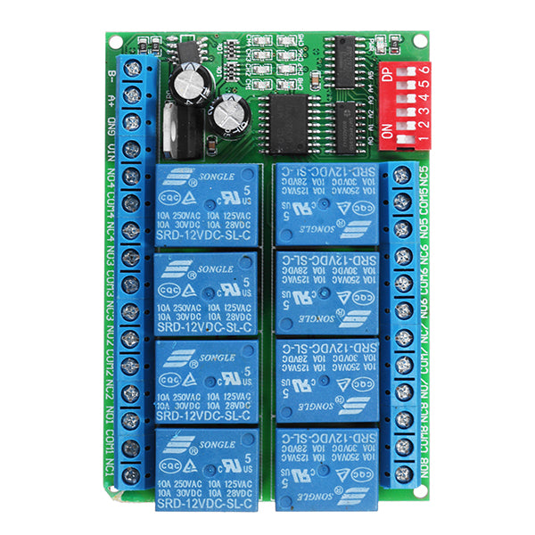 8 Channel DC 12V RS485 Relay Module Modbus RTU 485 Remote Control Switch For PLC PTZ Camera Security Monitoring
