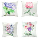 Imitation Silk Cushion Cover Green Leaf Flowers Waist Pillow Case Home Car Sofa Decor