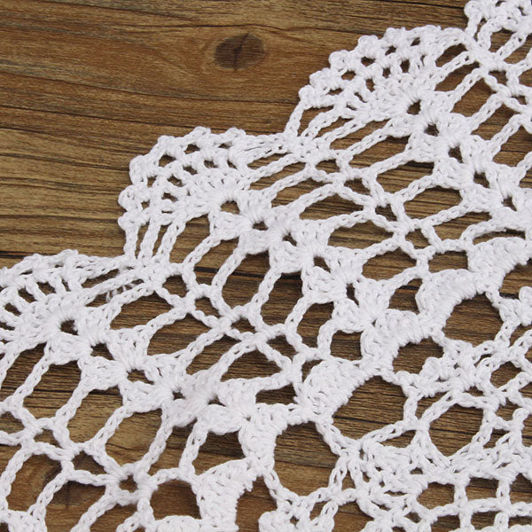 80cm White Hand Crochet Tablecloth Table Runner Desk Cover Topper Pineapple Floral Wedding Decor