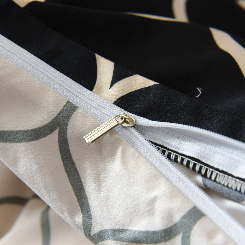 3 PCS Bedding Sets Plaid Printing Quilt Cover Pillowcase For Queen Size