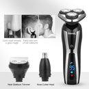 RIWA RA-5505 3 in 1 LCD Display Washable Electric Shaver 3D Rotary Floating Blade Nose Ear Trimmer for Men Hair Grooming Multifunction Kit