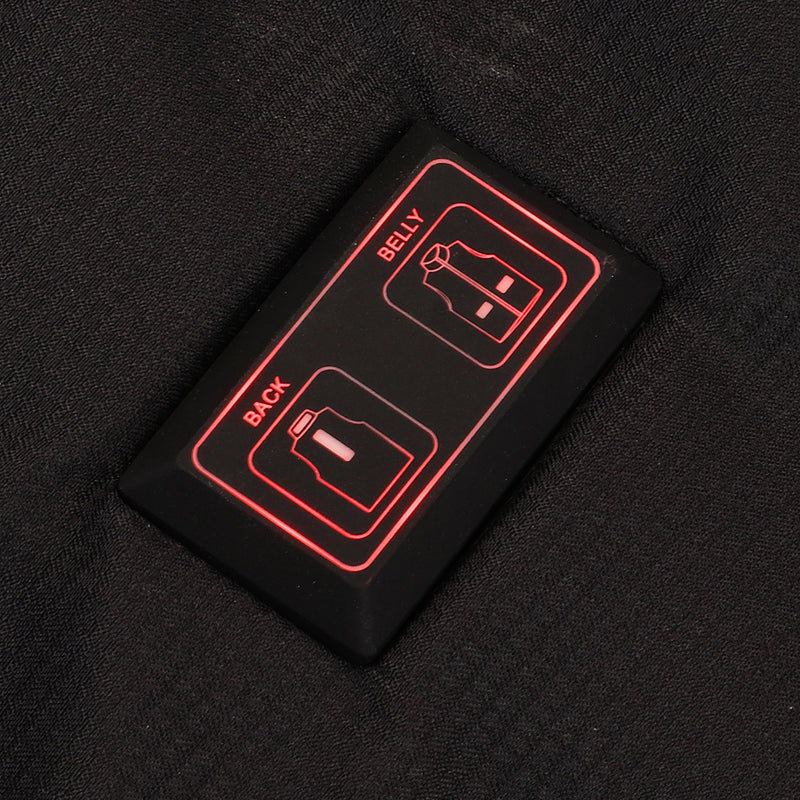 Dual Button USB Electric Outdoor Heating Vest Clothes Carbon Fiber Warm Back + Belly Heat 3 Gear Control