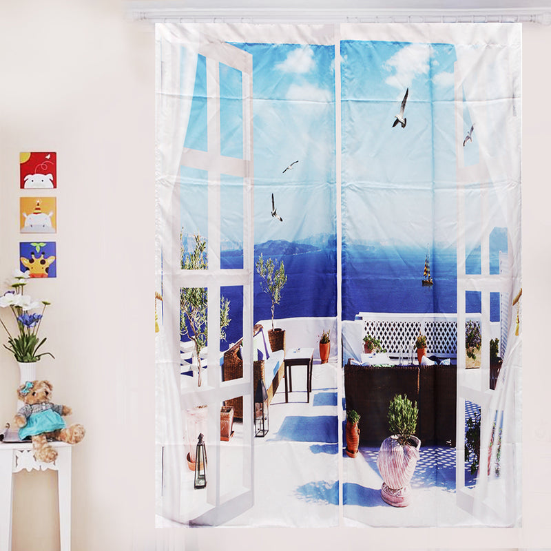 2 Panel Blackout Blinds Thermal Insulated Landscrape 3D Printed Window Curtains