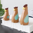 Zakka 3 Pcs Wooden Sitting Chicken Set Desktop Decoration Wood Carving Toys for Home Office
