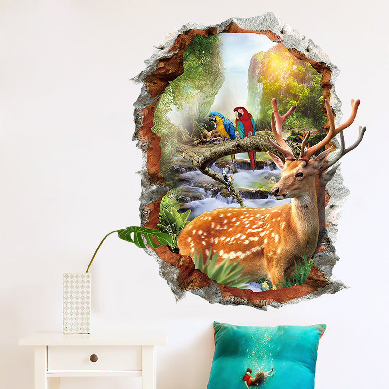Miico 3D Creative PVC Wall Stickers Home Decor Mural Art Removable Elk Decor Sticker