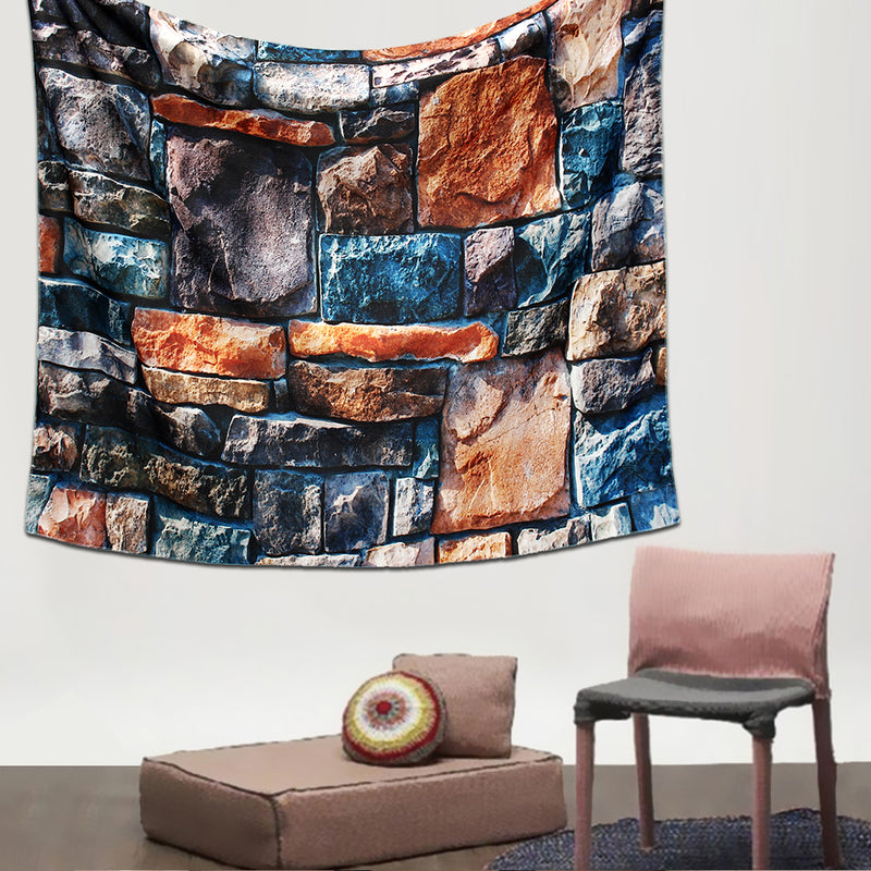 3D Stone Brick Decorative Tapestry Art Wall Hanging Living Room Decor Bedspread