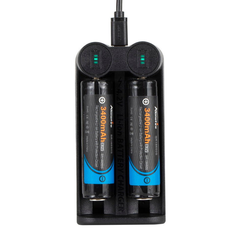 Alonefire C2 3.7V 2 Slot Battery Charger Universal Smart Chargering for Rechargeable Batteries Li-ion 18650 26650 14500