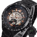 125 Roman Dials Automatic Mechanical Watch Black Case Full Steel Luminous Hand Men Wrist Watch