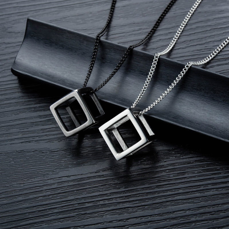 Retro Rubik's Cube Hollow Pendant Pendant Solid Wave Men's Necklace