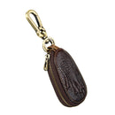 Car Remote Keychain Holder Case Bag Cowhide Leather Crocodile Claw Zipped Purse