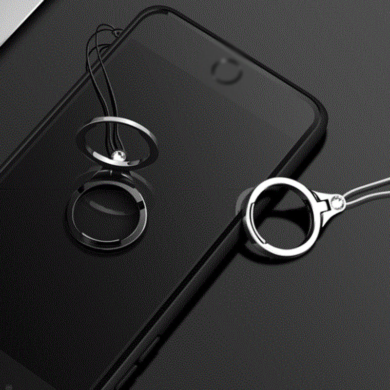 Bakeey Universal 2 In 1 Phone Ring Holder & Phone Holder Lanyard Finger Buckle Cell Phone Grip Strap Metal Stand For All Smartphone