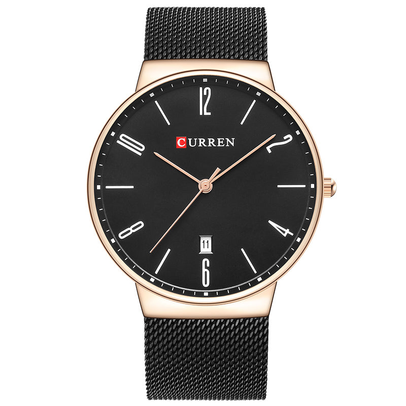 CURREN 8257 Ultra Thin Casual Design Quartz Watch Date Display Stainless Steel Men Watch