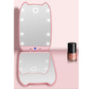 Women LED 180 Foldable Makeup Mirror Light Cosmetic Folding 2X Magnifying Mirror + Flat Mirror 8 LED Lights  2 Sided Lamps Hand Mirror Tools