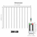 3M*3M Outdoor USB 8 Modes 300LED Curtain String Light Fairy Christmas Wedding Lamp Festival Holiday Decor