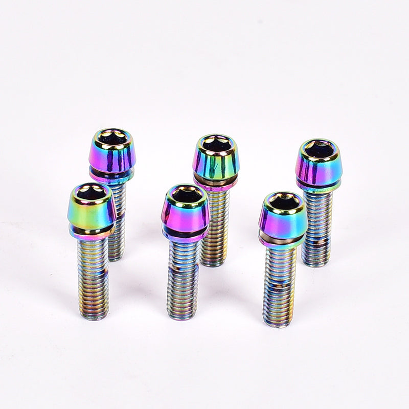 6Pcs/Box Mountain Bike Bicycle Handlebar Alloy Screw Titanium Plated Screw M5/M6*18MM