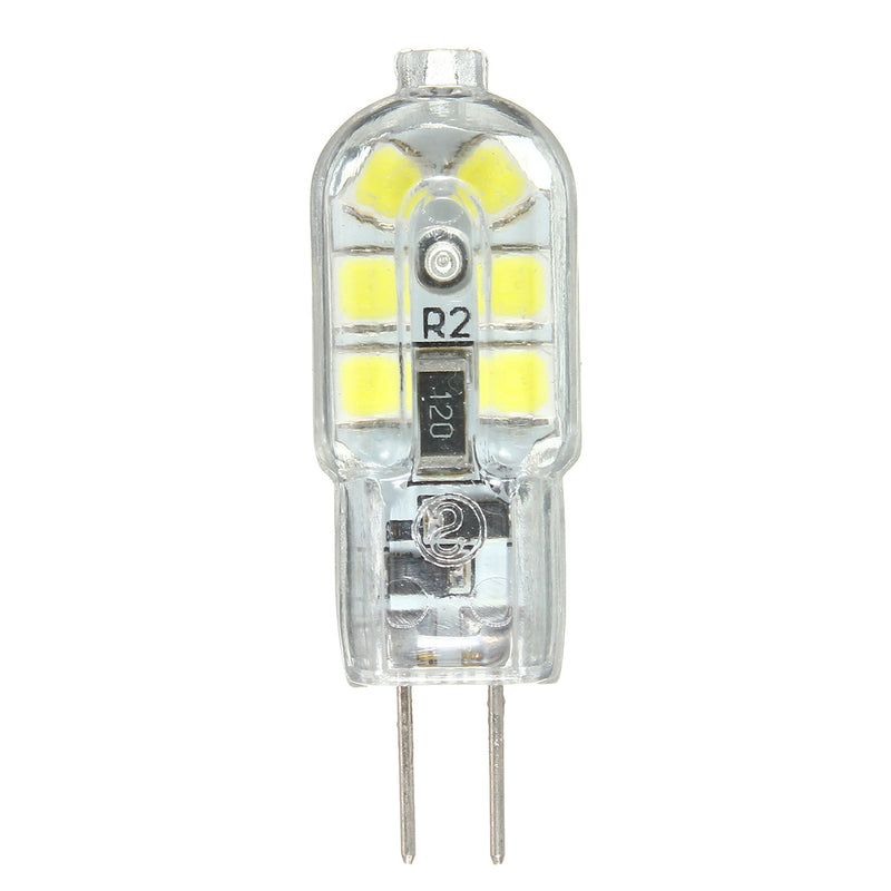 6PCS G4 Base 2W 2835 Non-dimmable Cool White Transparent 12 LED Light Bulb for Indoor Home DC12V