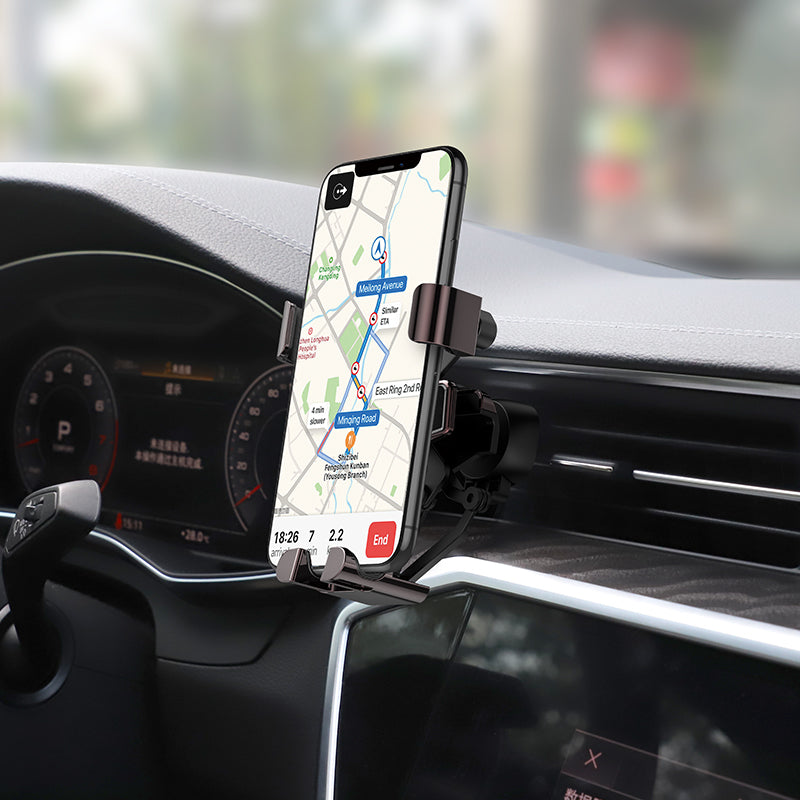 HOCO Metal Gravity Linkage Automatic Lock Air Vent Car Phone Holder Car Mount for 4.0-6.5 Inch Smart Phone for iPhone 11 for Samsung Note 10 for Xiaomi Mi9 Redmi Note 8