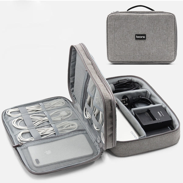 Boona 28*21cm Double-layer Digital Accessories Storage Bag USB Cable Charger Organizer Tablet Bag