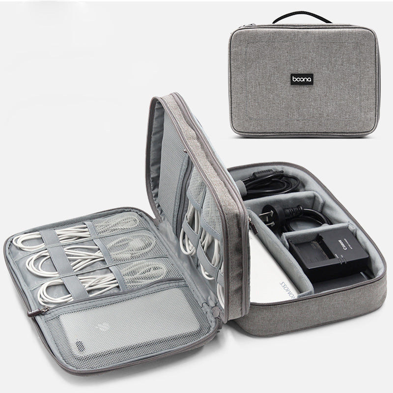 Boona 28*21cm Double-layer Digital Accessories Storage Bag USB Cable Charger Organizer Tablet Bag